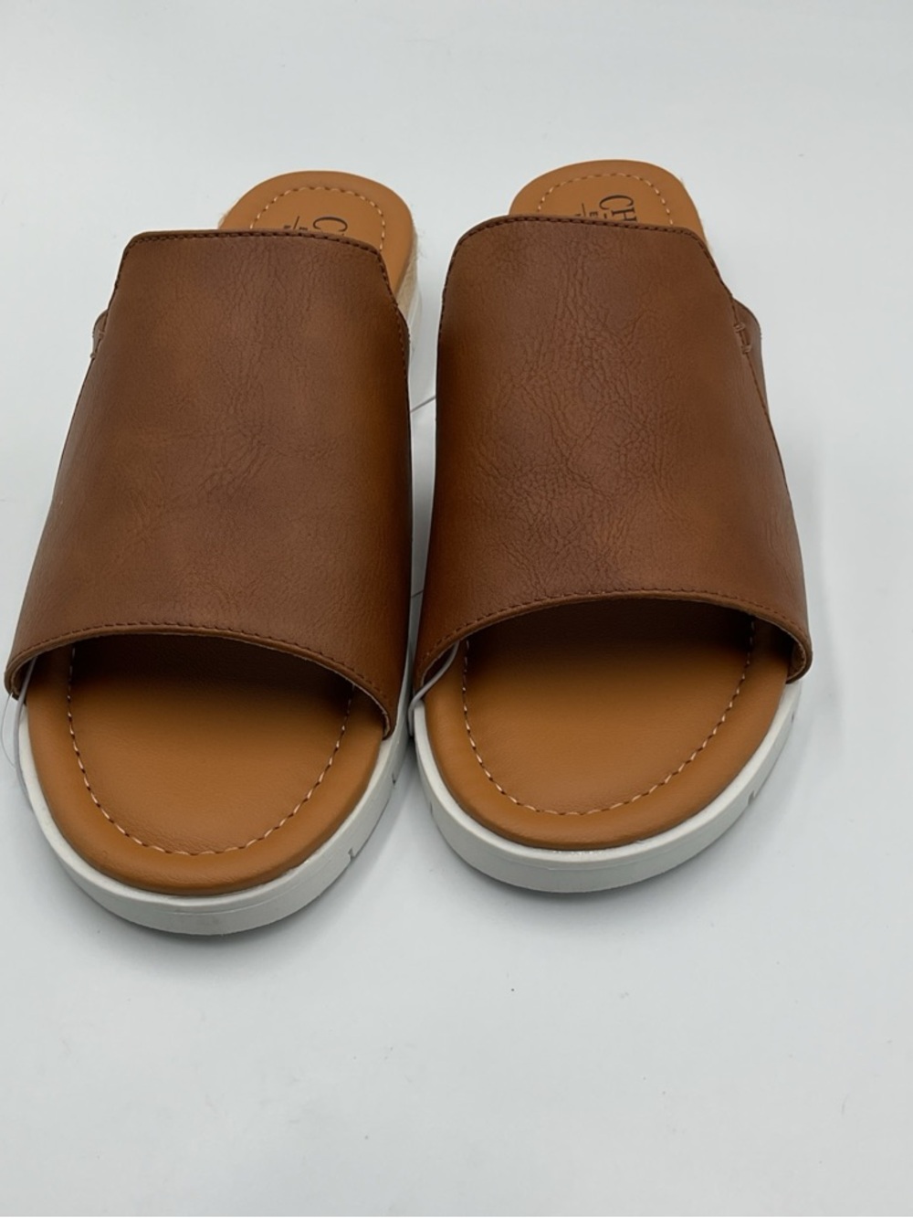 Chaps Brown Slide Sandals with White Sole